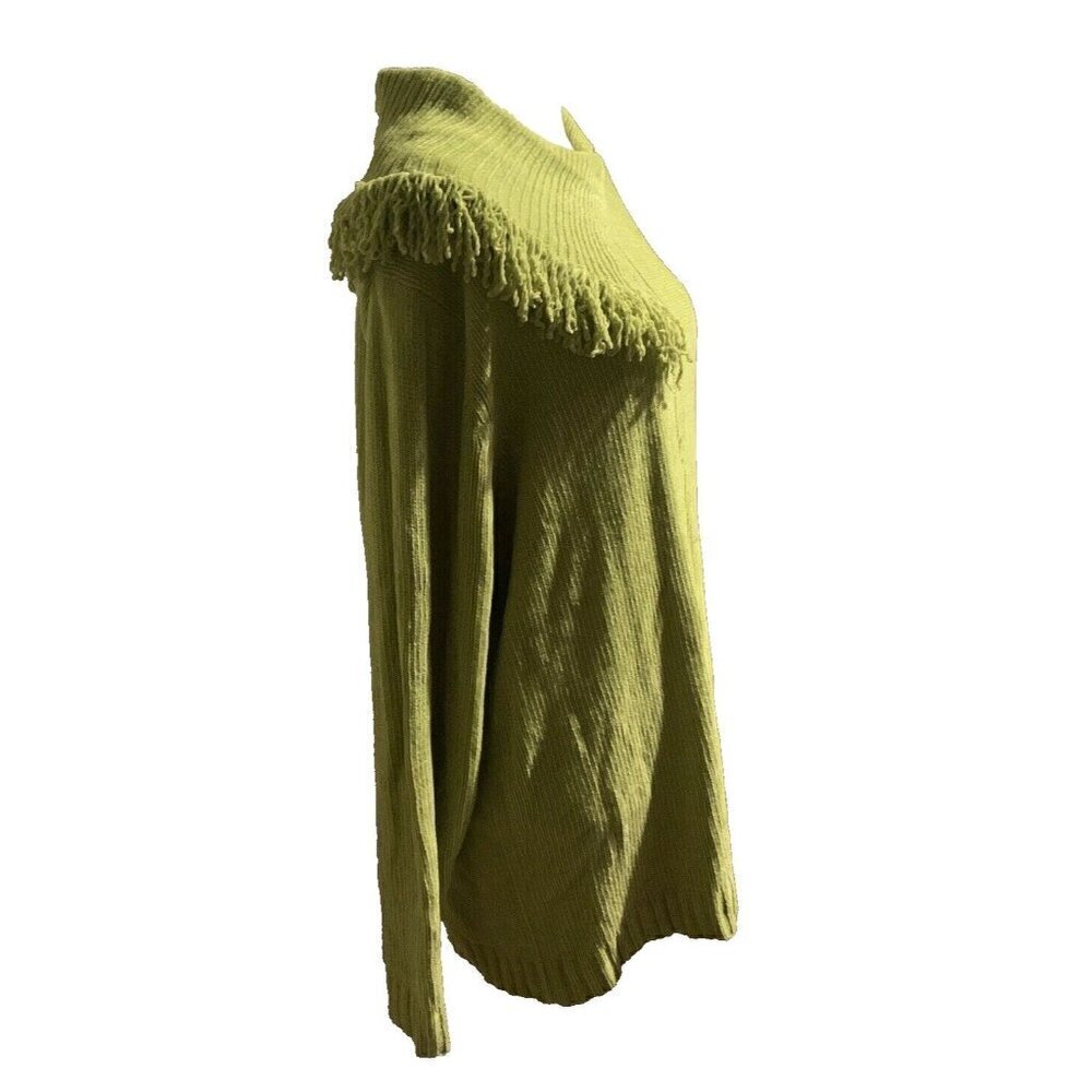 Knit & Pearl Women Cable Knit Sweater Size 1X Green Angel Flap Style Collar - Picture 8 of 12